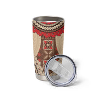 Samoa Language Week Tumbler Cup Samoan Motif With Red Hibiscus