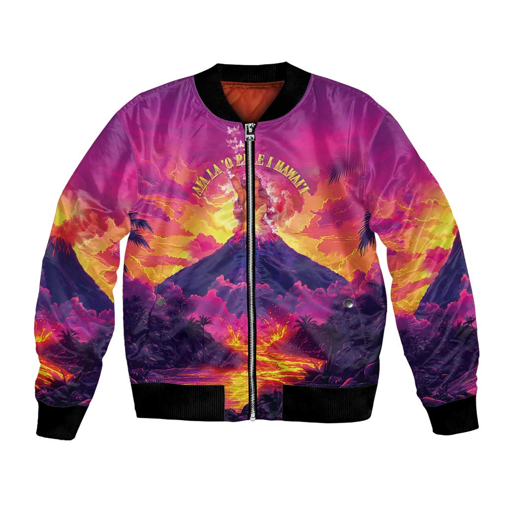 Hawaii Kilauea Volcano Bomber Jacket There Is Pele Goddess Of The Volcano - Polynesian Pride