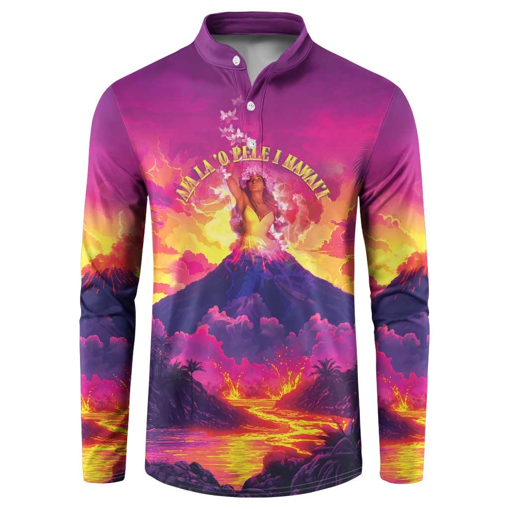 Hawaii Kilauea Volcano Button Sweatshirt There Is Pele Goddess Of The Volcano LT05 Purple - Polynesian Pride