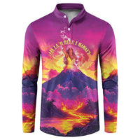 Hawaii Kilauea Volcano Button Sweatshirt There Is Pele Goddess Of The Volcano LT05 Purple - Polynesian Pride