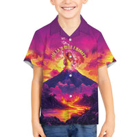 Hawaii Kilauea Volcano Family Matching Off The Shoulder Long Sleeve Dress and Hawaiian Shirt There Is Pele Goddess Of The Volcano - Polynesian Pride
