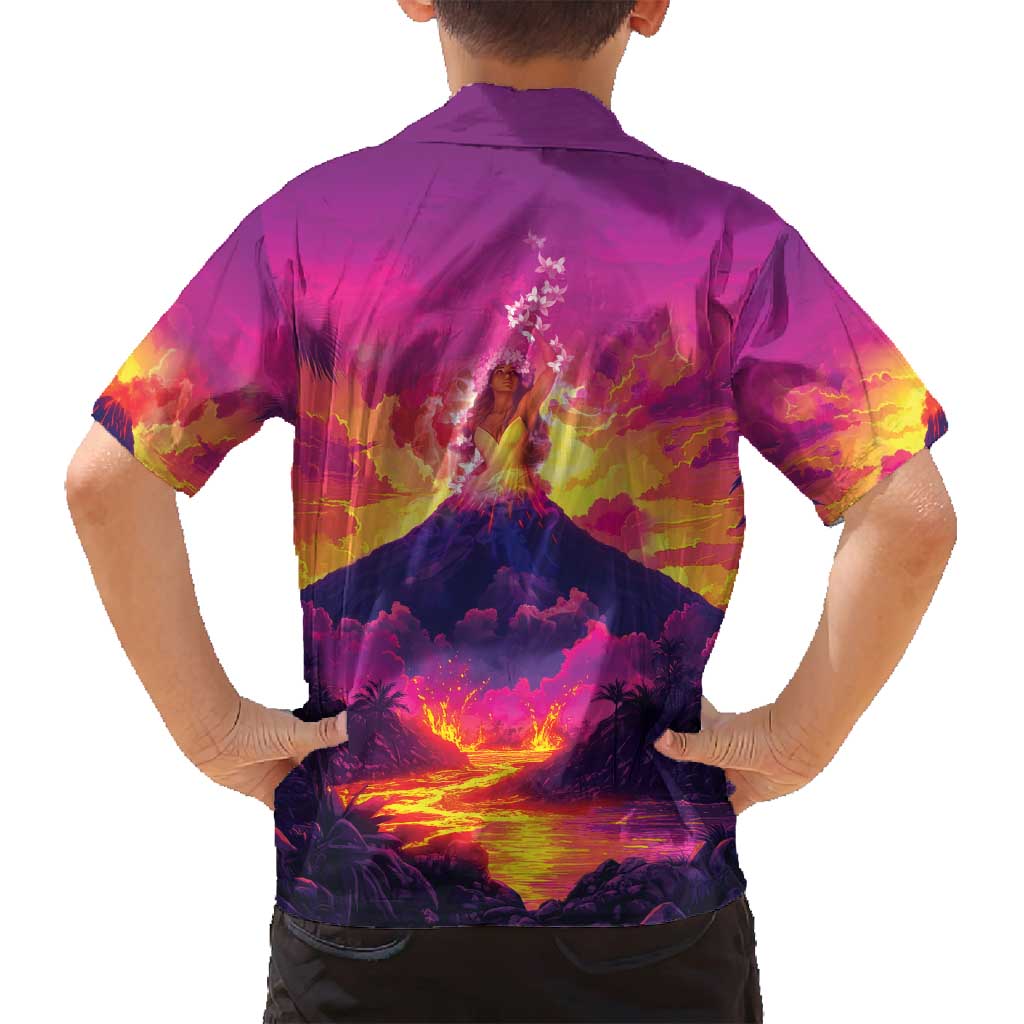 Hawaii Kilauea Volcano Family Matching Off Shoulder Short Dress and Hawaiian Shirt There Is Pele Goddess Of The Volcano - Polynesian Pride