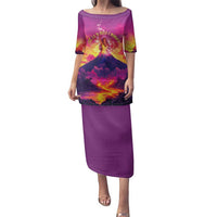 Hawaii Kilauea Volcano Family Matching Puletasi and Hawaiian Shirt There Is Pele Goddess Of The Volcano - Polynesian Pride