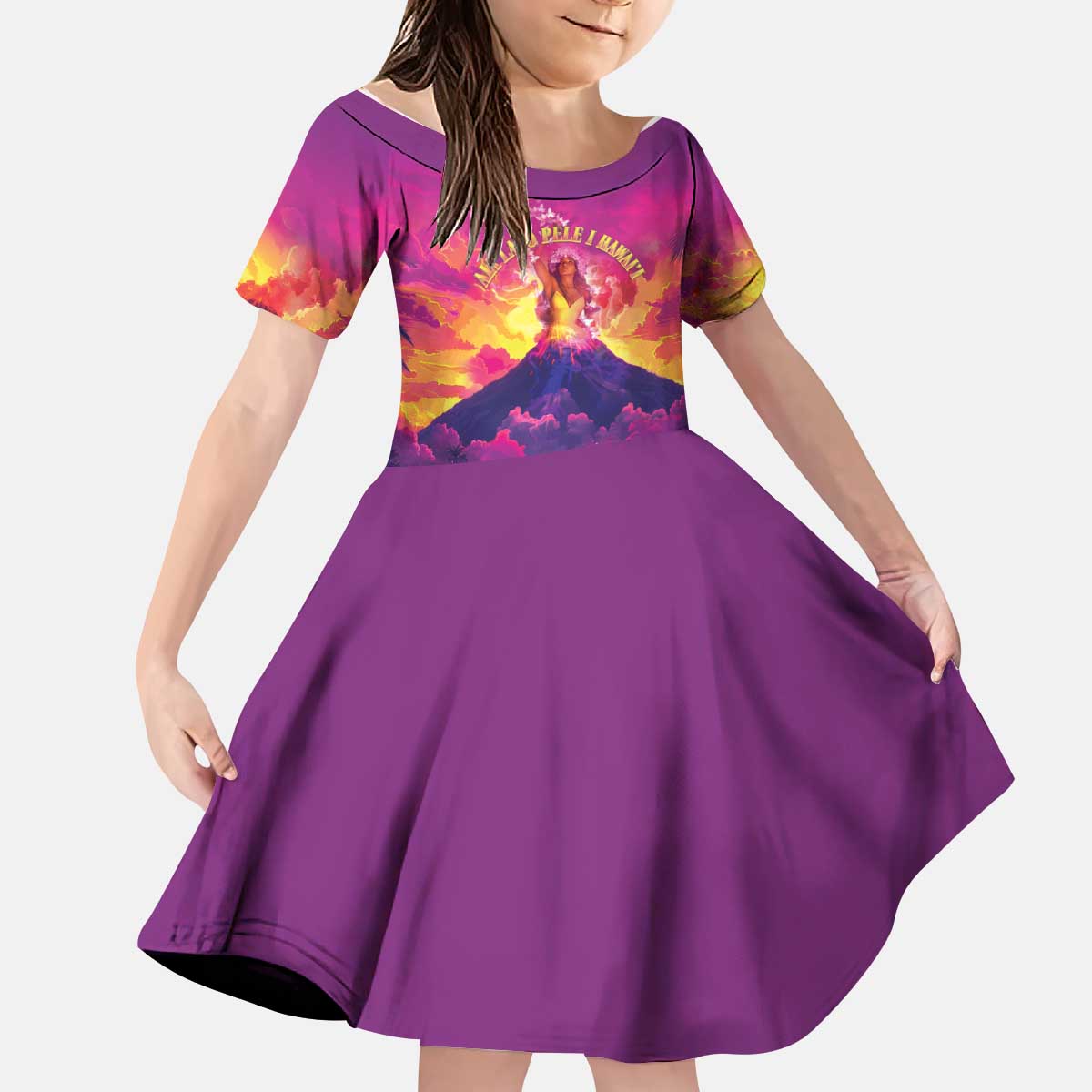 Hawaii Kilauea Volcano Kid Short Sleeve Dress There Is Pele Goddess Of The Volcano - Polynesian Pride