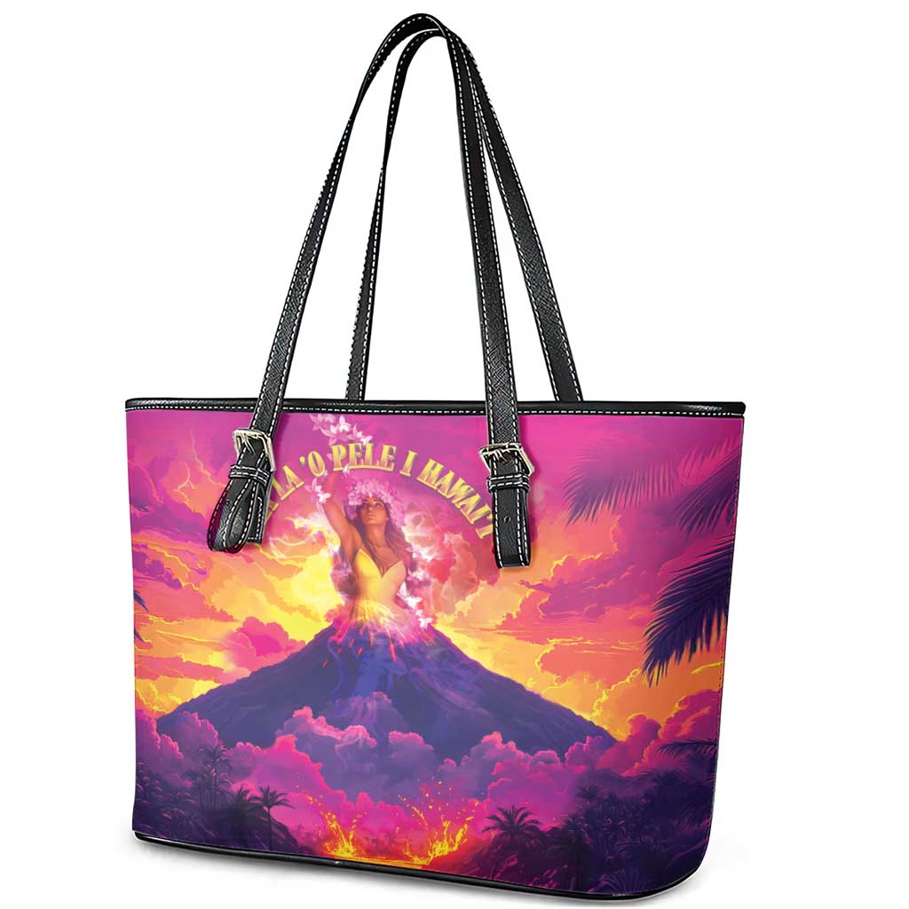 Hawaii Kilauea Volcano Leather Tote Bag There Is Pele Goddess Of The Volcano - Polynesian Pride