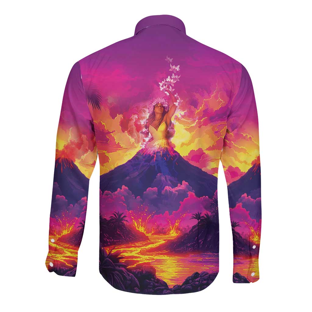 Hawaii Kilauea Volcano Long Sleeve Button Shirt There Is Pele Goddess Of The Volcano LT05 - Polynesian Pride