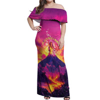 Hawaii Kilauea Volcano Off Shoulder Maxi Dress There Is Pele Goddess Of The Volcano LT05 Women Purple - Polynesian Pride