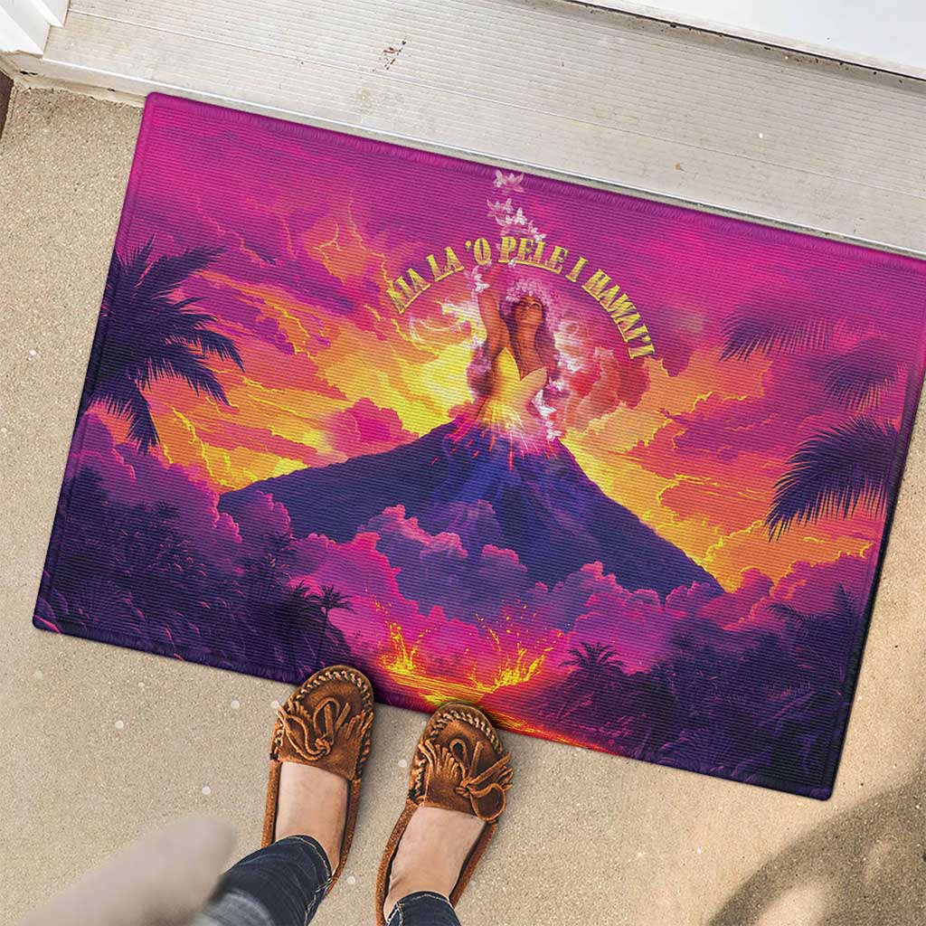 Hawaii Kilauea Volcano Rubber Doormat There Is Pele Goddess Of The Volcano LT05 - Polynesian Pride