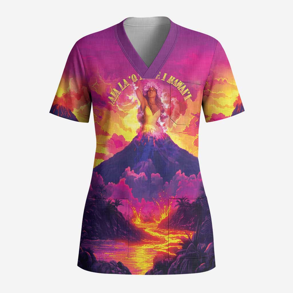 Hawaii Kilauea Volcano Scrub Top There Is Pele Goddess Of The Volcano - Polynesian Pride