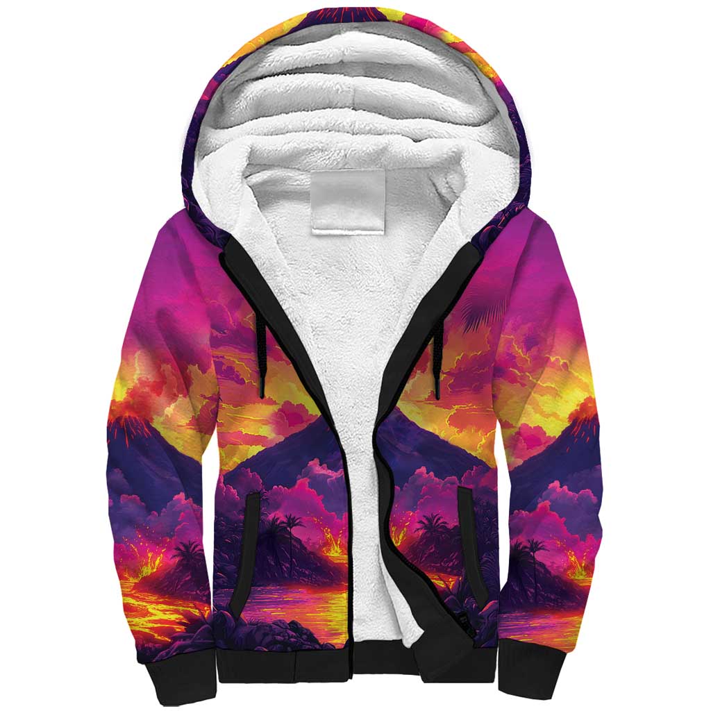 Hawaii Kilauea Volcano Sherpa Hoodie There Is Pele Goddess Of The Volcano LT05 Unisex Purple - Polynesian Pride