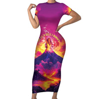 Hawaii Kilauea Volcano Short Sleeve Bodycon Dress There Is Pele Goddess Of The Volcano - Polynesian Pride