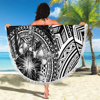 Hibiscus With Black Austronesian Tattoo Pattern Beach Blanket LT05 - Polynesian Pride