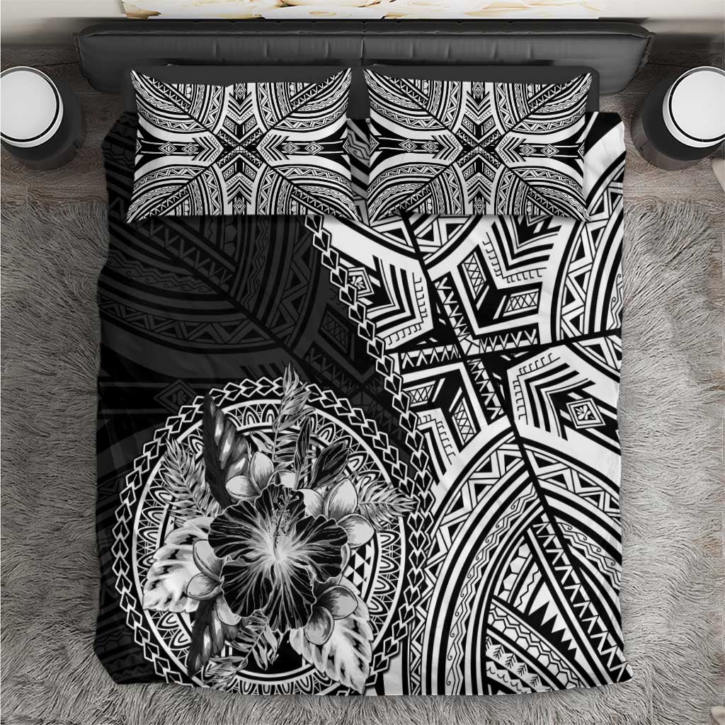 Hibiscus With Black Austronesian Tattoo Pattern Bedding Set - Polynesian Pride
