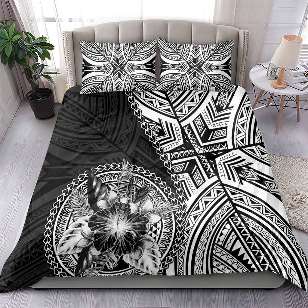 Hibiscus With Black Austronesian Tattoo Pattern Bedding Set - Polynesian Pride