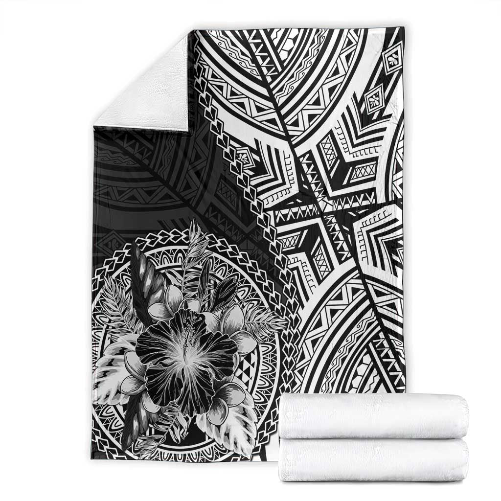 Hibiscus With Black Austronesian Tattoo Pattern Blanket - Polynesian Pride