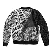 Hibiscus With Black Austronesian Tattoo Pattern Bomber Jacket - Polynesian Pride