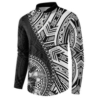 Hibiscus With Black Austronesian Tattoo Pattern Button Sweatshirt LT05 - Polynesian Pride