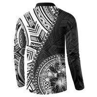 Hibiscus With Black Austronesian Tattoo Pattern Button Sweatshirt LT05 - Polynesian Pride