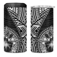 Hibiscus With Black Austronesian Tattoo Pattern 4 in 1 Can Cooler Tumbler LT05 One Size: 16 oz Black - Polynesian Pride
