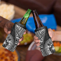 Hibiscus With Black Austronesian Tattoo Pattern 4 in 1 Can Cooler Tumbler LT05 - Polynesian Pride