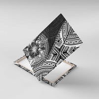 Hibiscus With Black Austronesian Tattoo Pattern Canvas Wall Art LT05 With Frame Black - Polynesian Pride