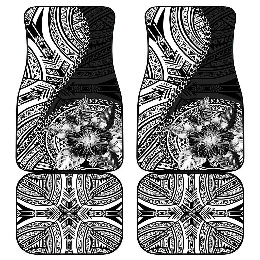 Hibiscus With Black Austronesian Tattoo Pattern Car Mats LT05 - Polynesian Pride