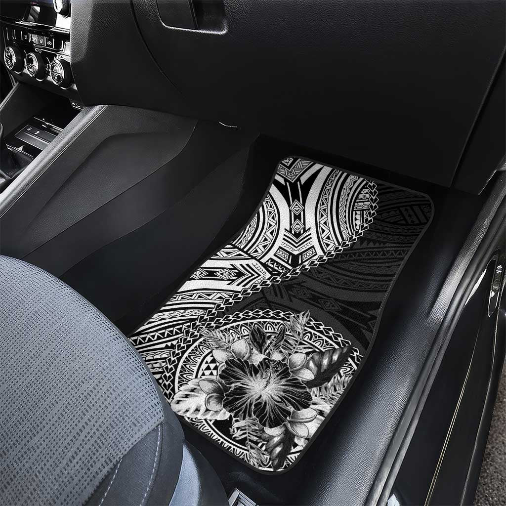 Hibiscus With Black Austronesian Tattoo Pattern Car Mats LT05 - Polynesian Pride