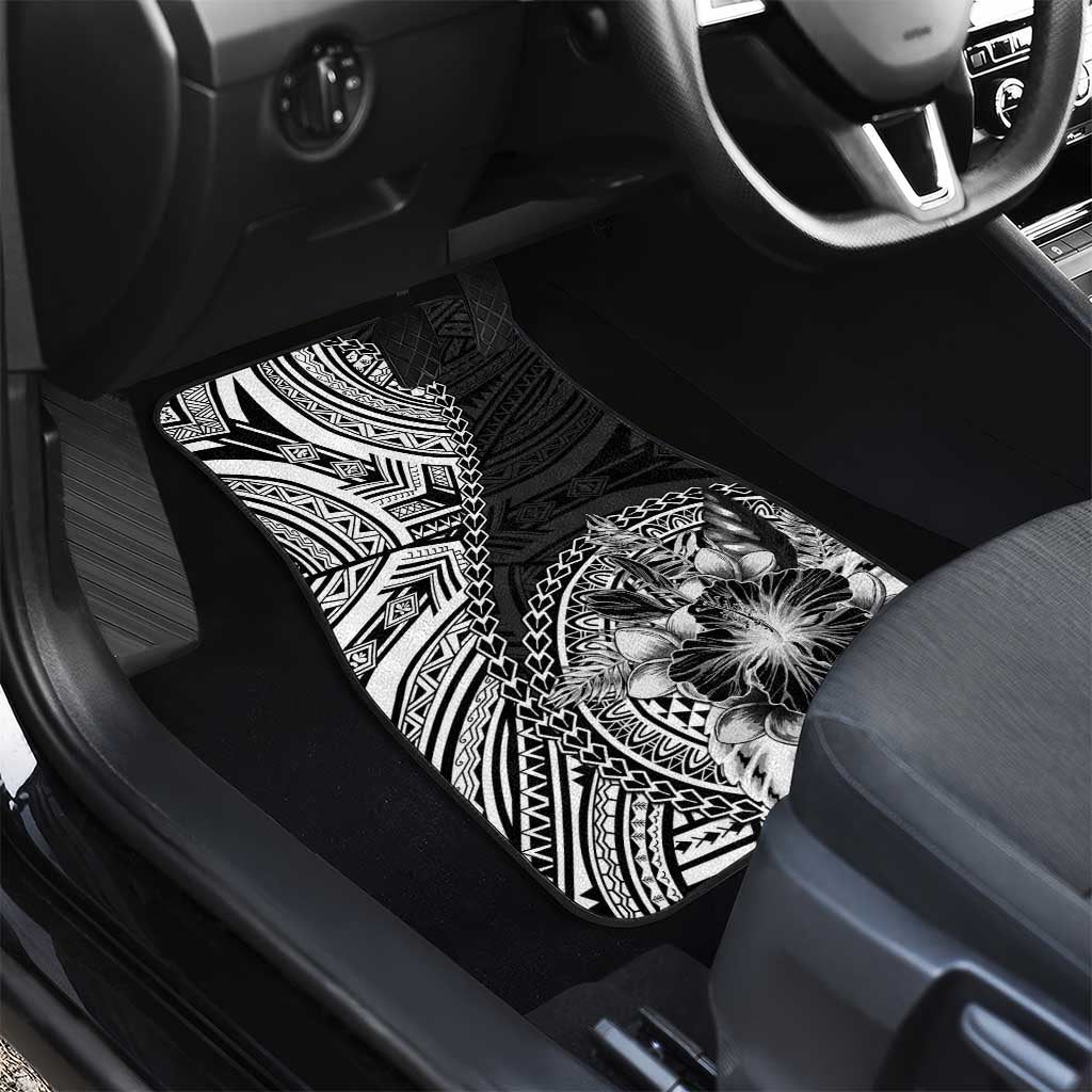 Hibiscus With Black Austronesian Tattoo Pattern Car Mats LT05 - Polynesian Pride