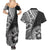 Hibiscus With Black Austronesian Tattoo Pattern Couples Matching Summer Maxi Dress and Hawaiian Shirt - Polynesian Pride