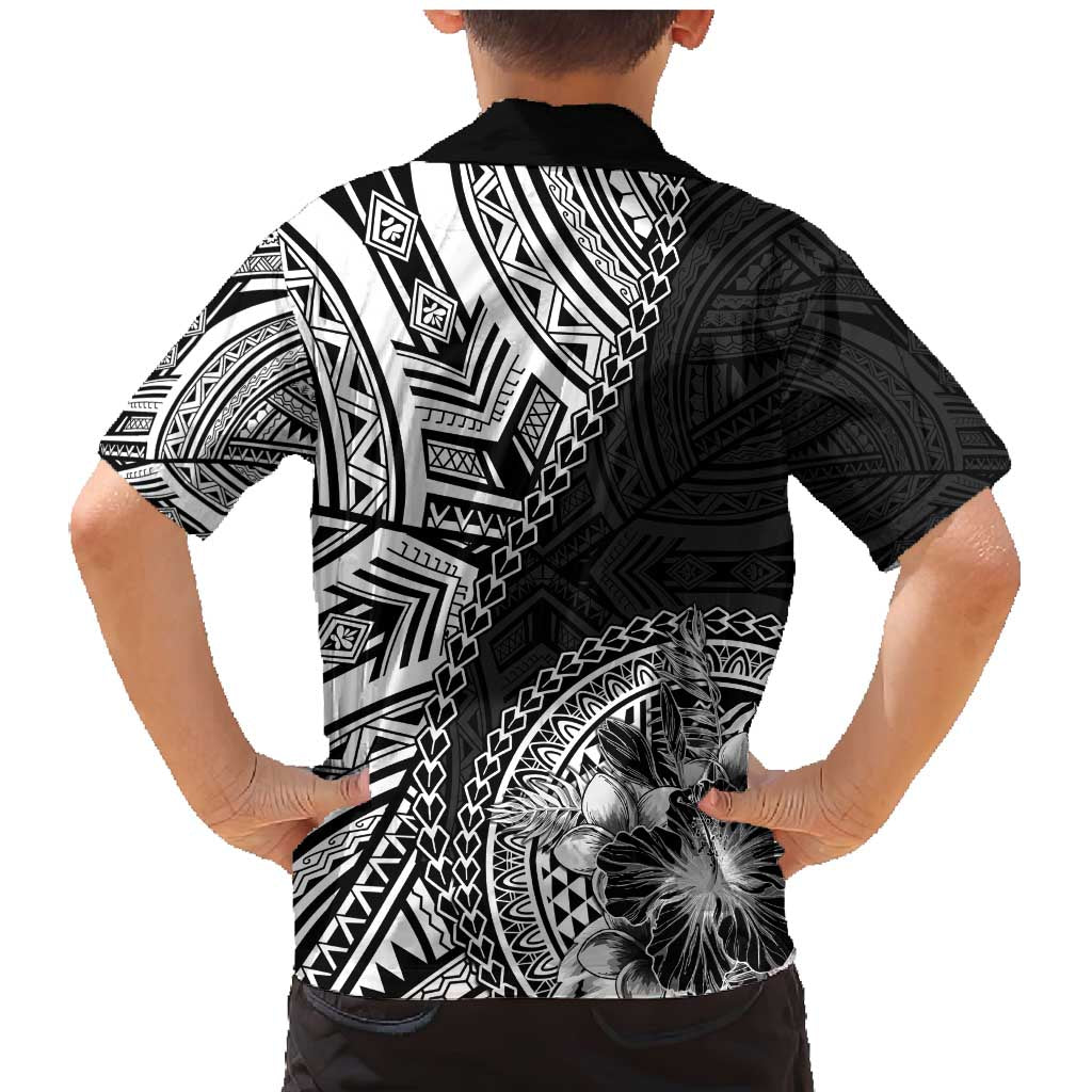 Hibiscus With Black Austronesian Tattoo Pattern Family Matching Mermaid Dress and Hawaiian Shirt - Polynesian Pride