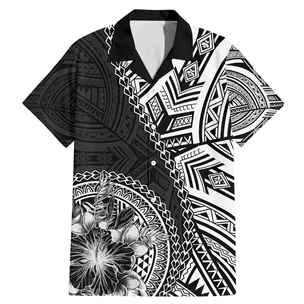 Hibiscus With Black Austronesian Tattoo Pattern Family Matching Mermaid Dress and Hawaiian Shirt - Polynesian Pride