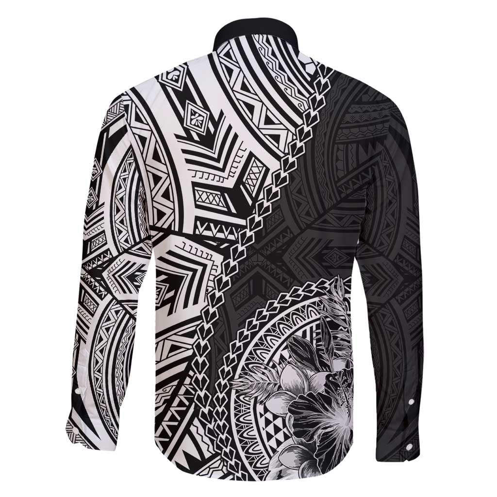 Hibiscus With Black Austronesian Tattoo Pattern Family Matching Mermaid Dress and Hawaiian Shirt - Polynesian Pride