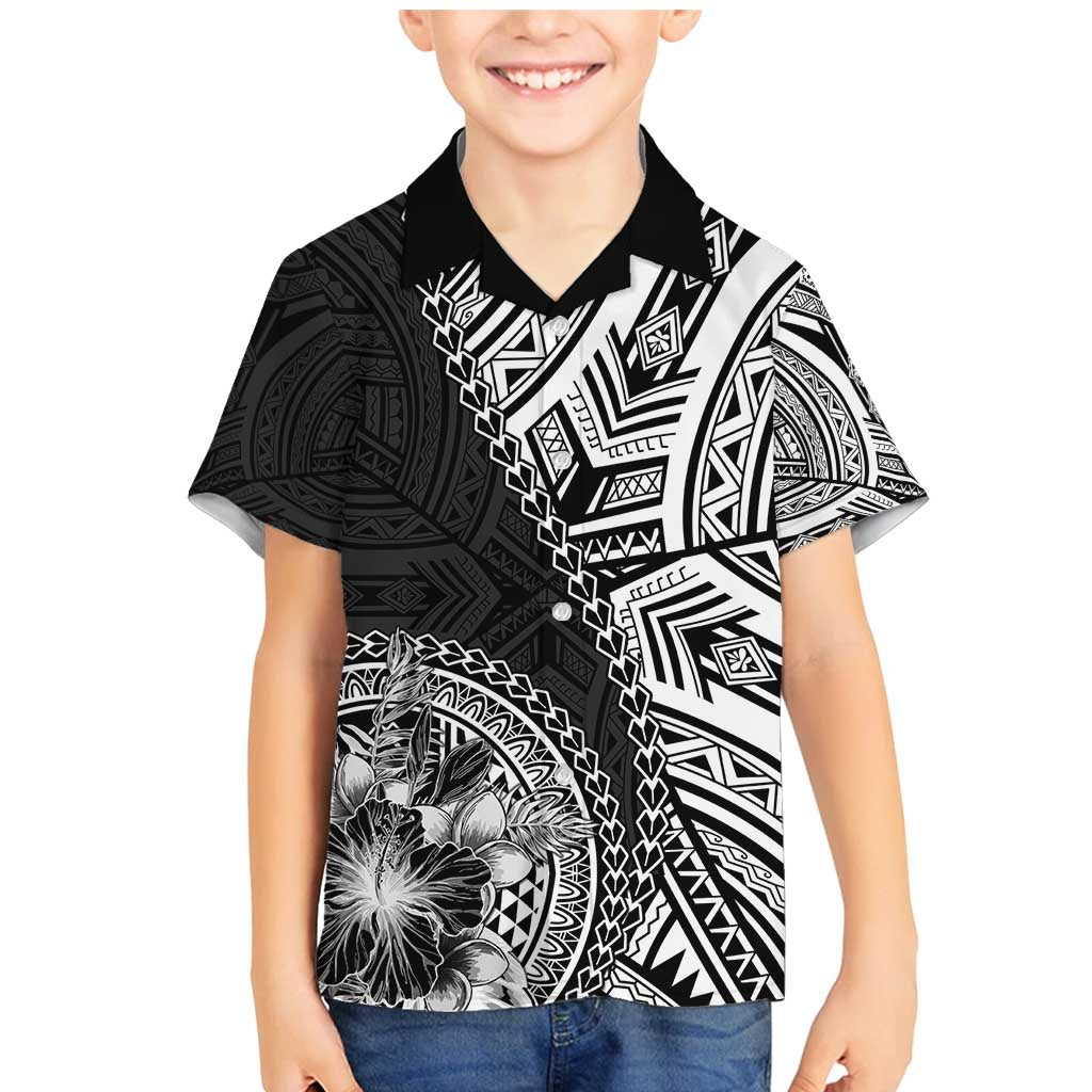 Hibiscus With Black Austronesian Tattoo Pattern Family Matching Mermaid Dress and Hawaiian Shirt - Polynesian Pride