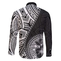 Hibiscus With Black Austronesian Tattoo Pattern Family Matching Off The Shoulder Long Sleeve Dress and Hawaiian Shirt - Polynesian Pride