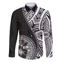 Hibiscus With Black Austronesian Tattoo Pattern Family Matching Short Sleeve Bodycon Dress and Hawaiian Shirt - Polynesian Pride