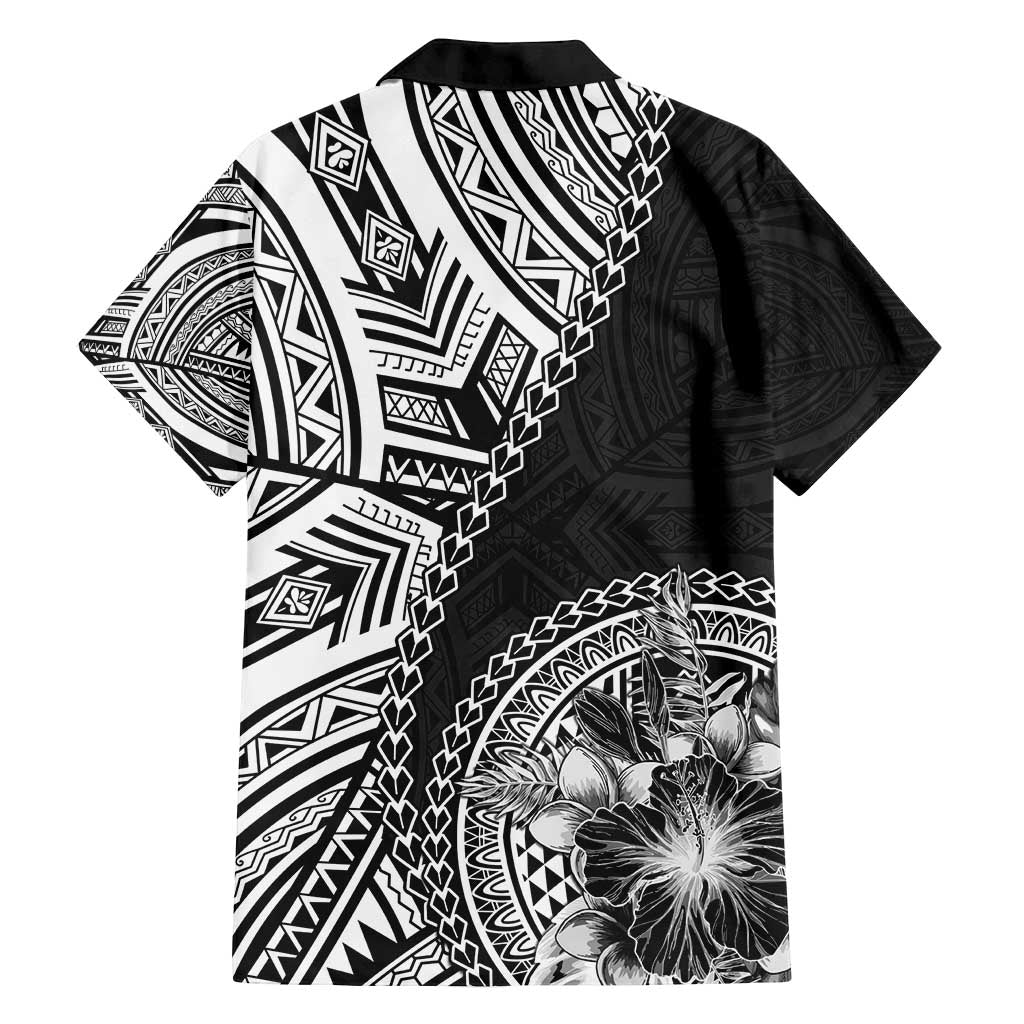 Hibiscus With Black Austronesian Tattoo Pattern Family Matching Tank Maxi Dress and Hawaiian Shirt - Polynesian Pride