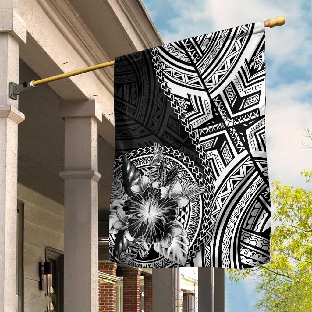 Hibiscus With Black Austronesian Tattoo Pattern Garden Flag - Polynesian Pride