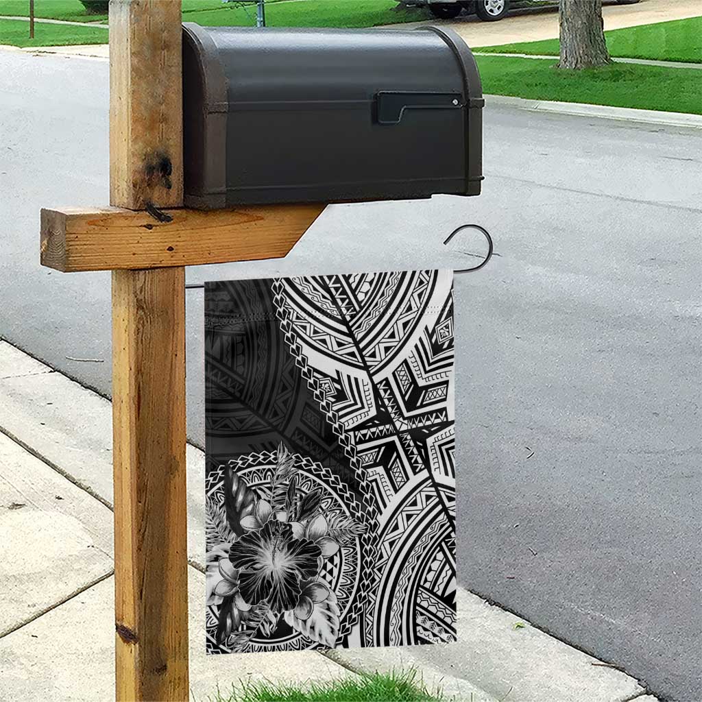 Hibiscus With Black Austronesian Tattoo Pattern Garden Flag - Polynesian Pride