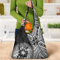 Hibiscus With Black Austronesian Tattoo Pattern Grocery Bag LT05 - Polynesian Pride
