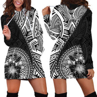 Hibiscus With Black Austronesian Tattoo Pattern Hoodie Dress LT05 - Polynesian Pride