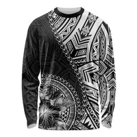 Hibiscus With Black Austronesian Tattoo Pattern Long Sleeve Shirt - Polynesian Pride