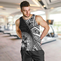 Hibiscus With Black Austronesian Tattoo Pattern Men Tank Top LT05 Black - Polynesian Pride