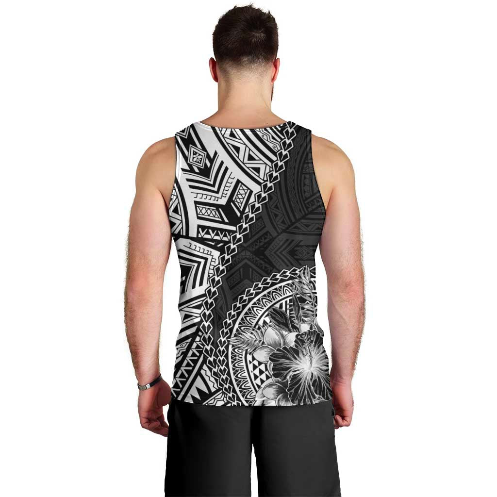 Hibiscus With Black Austronesian Tattoo Pattern Men Tank Top LT05 - Polynesian Pride