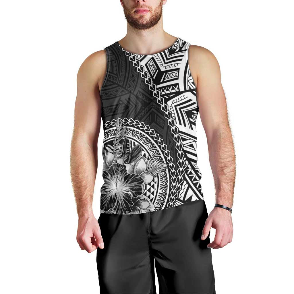 Hibiscus With Black Austronesian Tattoo Pattern Men Tank Top LT05 - Polynesian Pride