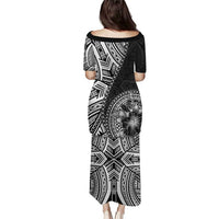 Hibiscus With Black Austronesian Tattoo Pattern Puletasi LT05 - Polynesian Pride