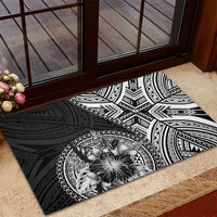 Hibiscus With Black Austronesian Tattoo Pattern Rubber Doormat LT05 - Polynesian Pride