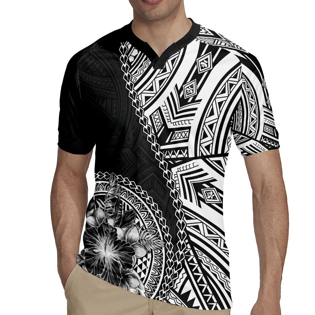 Hibiscus With Black Austronesian Tattoo Pattern Rugby Jersey LT05 - Polynesian Pride