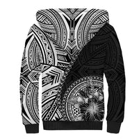 Hibiscus With Black Austronesian Tattoo Pattern Sherpa Hoodie LT05 - Polynesian Pride