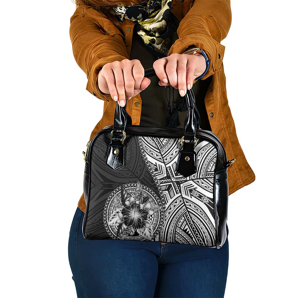 Hibiscus With Black Austronesian Tattoo Pattern Shoulder Handbag - Polynesian Pride