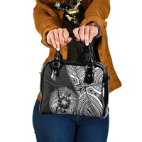 Hibiscus With Black Austronesian Tattoo Pattern Shoulder Handbag - Polynesian Pride